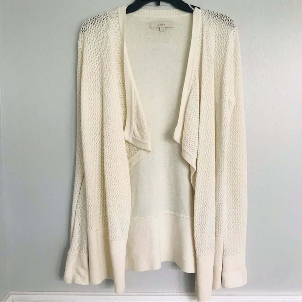 Loft Women’s Textured Wool Blend Open Cardigan Size Small